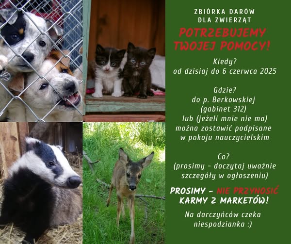Rusza akcja Zbiórki darów dla zwierzaków.