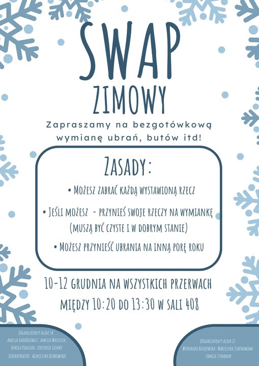 Zapraszamy wszystkich na zimowy szkolny SWAP